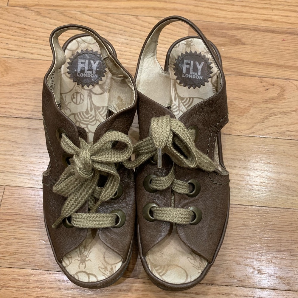 Fly London Lace Up Wedge Sandals